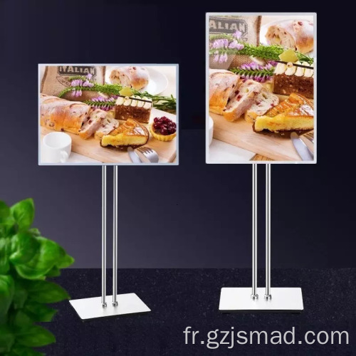 Menu LED mince en verre Signe de support de sol ajustable